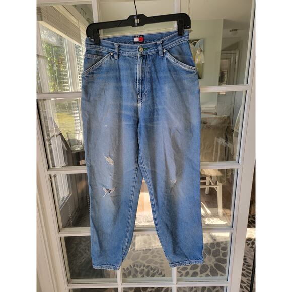 TOMMY HILFIGER Vintage 90’s carpenter High Waisted Big Logo Classic Jeans 28 - Picture 7 of 7